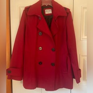 Delia’s pea coat, red, large, well loved but still in great shape